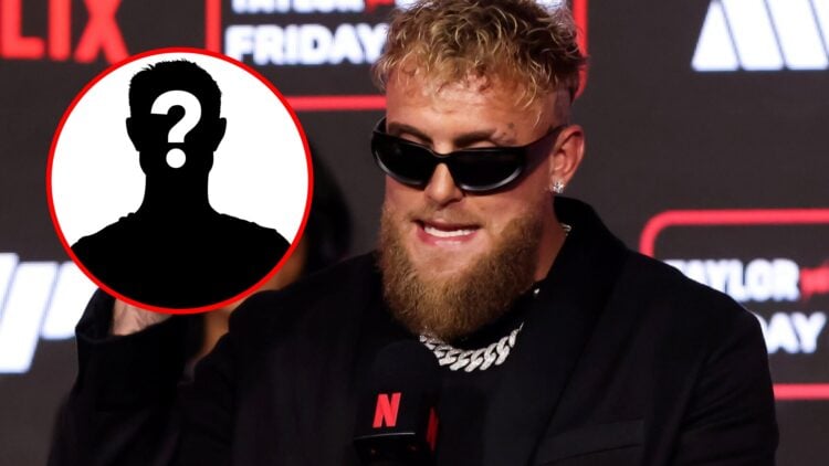 Jake Paul on stage at the Taylor vs Serrano 3 press conference