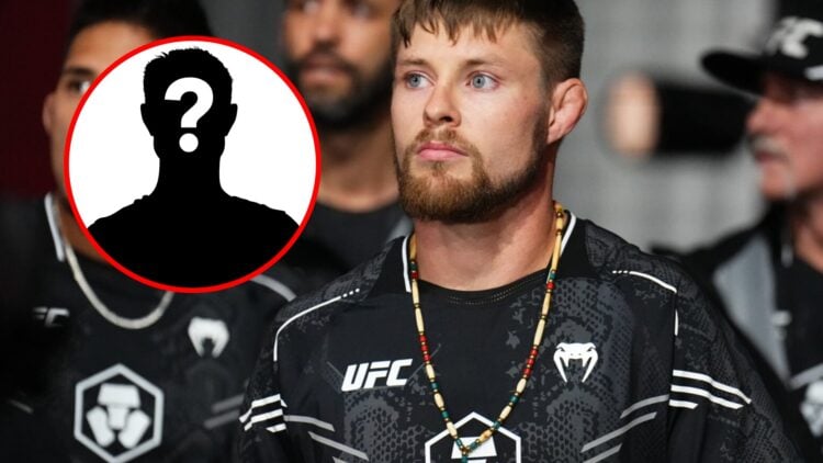 Main: Bryce Mitchell walks to the octagon before his UFC fight against Dan Ige. Inset: Mystery fighter.