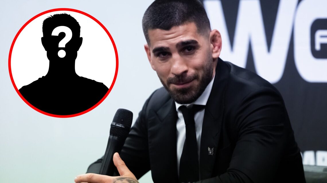 Ilia Topuria speaks at the WOW 17 press conference in Madrid, inset mystery icon