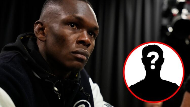 Israel Adesanya gets his hands wrapped ahead of his UFC 293 fight with Sean Strickland, inset mystery icon