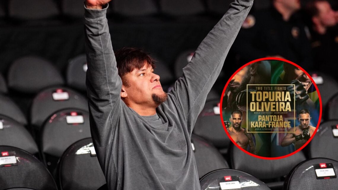 Main: Theo Von in attendance early at the UFC 310 event in Las Vegas. Inset: The official posted for UFC 317