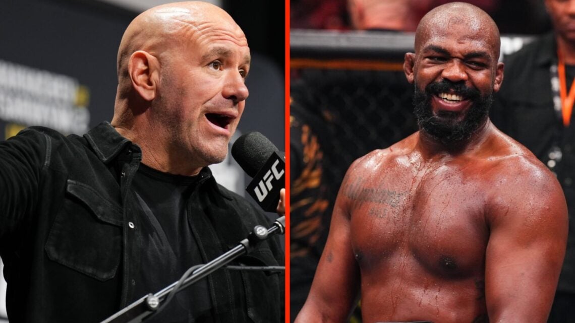 Dana White speaks at the UFC 311 press conference, Jon Jones celebrates his win at UFC 309.