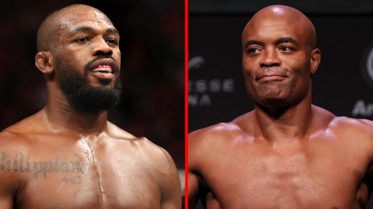 Jon Jones prepares to face Thiago Santos at UFC 239 with Anderson Silva posing on the scales ahead of UFC 237