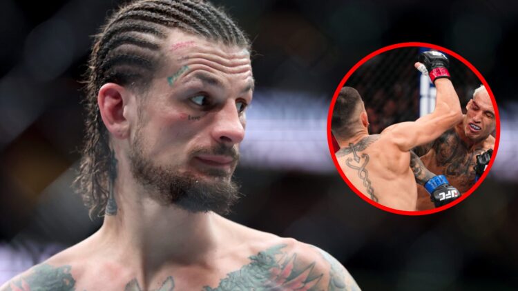 Sean O'Malley looks on after his UFC 316 loss to Merab Dvalishvili, inset Ilia Topuria strikes Charles Oliveira at UFC 317