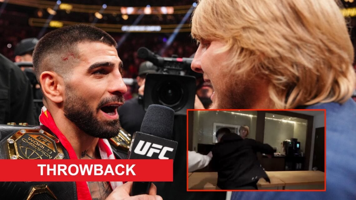 Ilia Topuria and Paddy Pimblett face off after Topuria's knockout victory at UFC 317