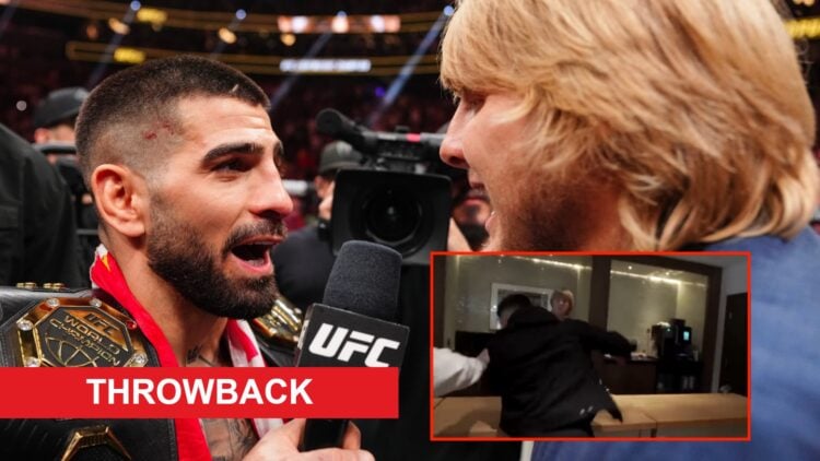 Ilia Topuria and Paddy Pimblett face off after Topuria's knockout victory at UFC 317