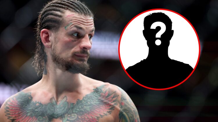 Main: Sean O'Malley in the cage for his fight against Merab Dvalishvili at UFC 316. Inset: Mystery fighter.