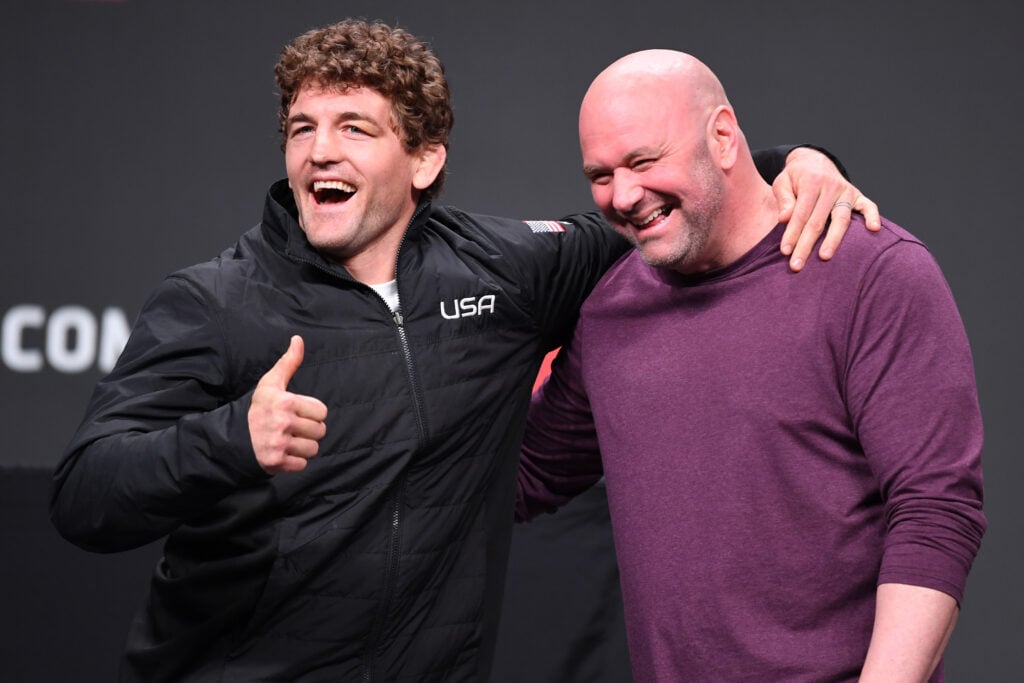 Ben Askren and Dana White at a press conference in 2019