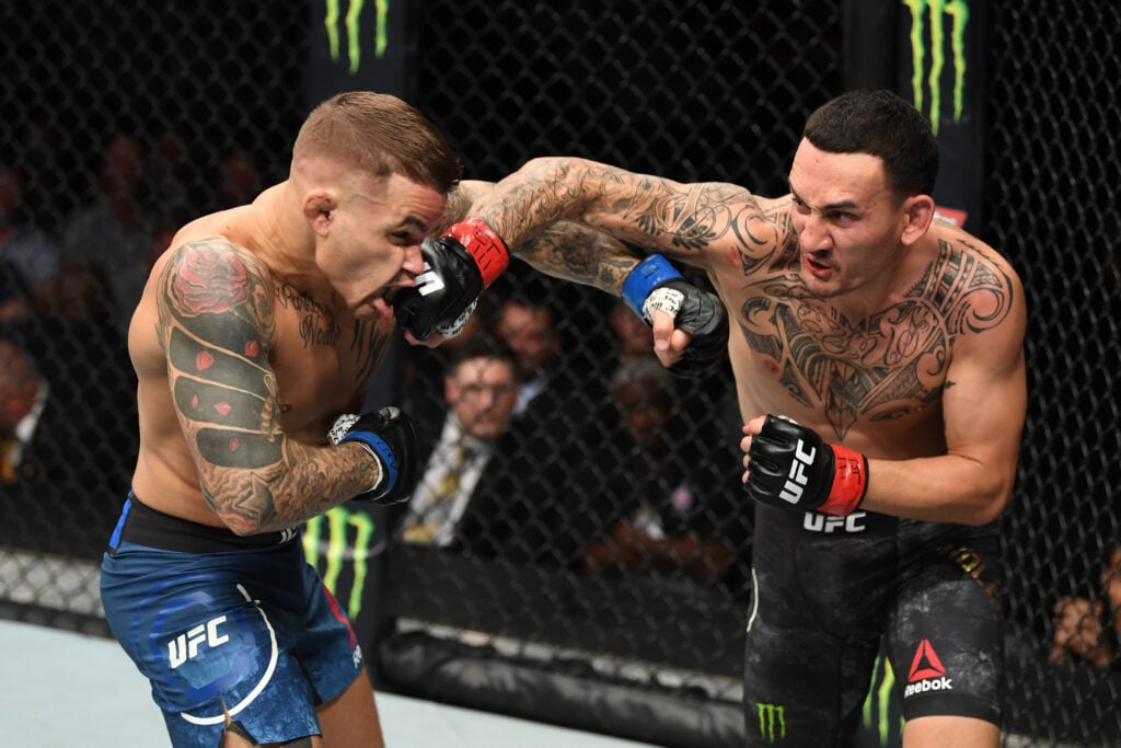 Max Holloway punching Dustin Poirier in rematch at UFC 236