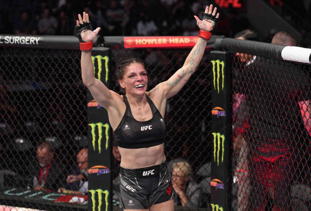 Lauren Murphy celebrates after defeating Miesha Tate at UFC Long Island