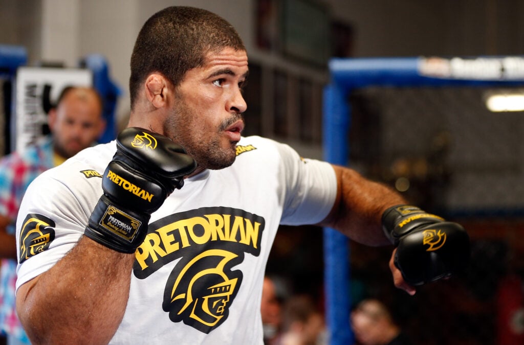 Rousimar Palhares throws punches during an open workout ahead of a UFC event in Australia