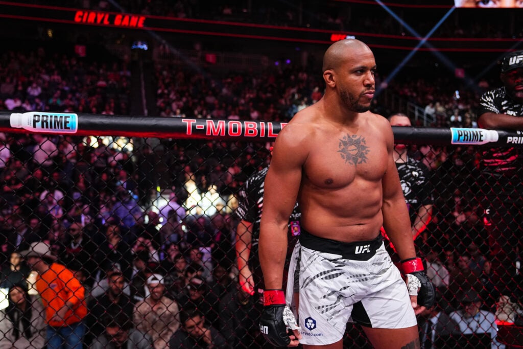 Ciryl Gane enters the Octagon for his fight with Alexander Volkov at UFC 310