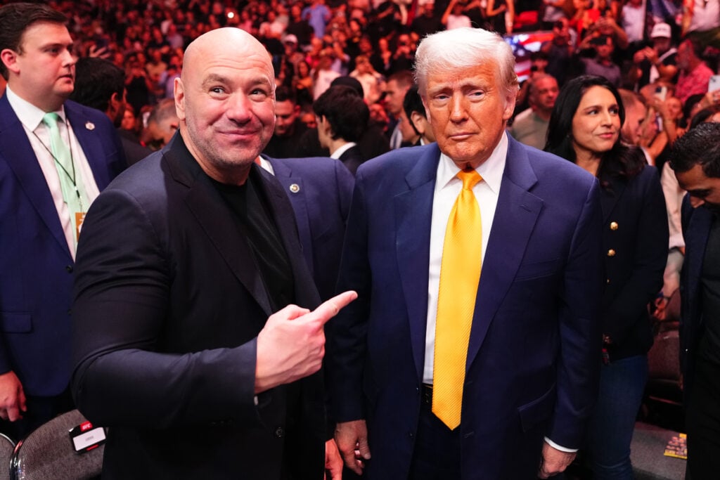 Dana White poses for a photo with Donald Trump at UFC 314