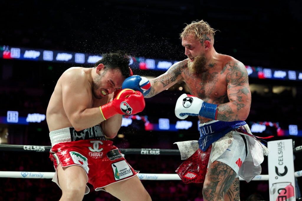 Jake Paul punches Julio Cesar Chavez Jr in their boxing match