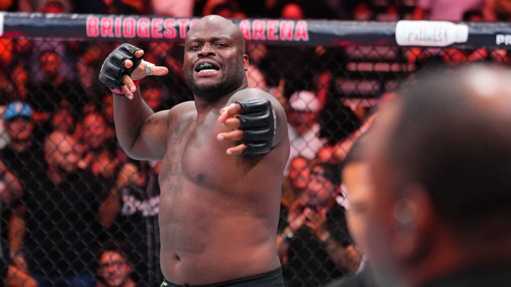 Derrick Lewis celebrating UFC Nashville win