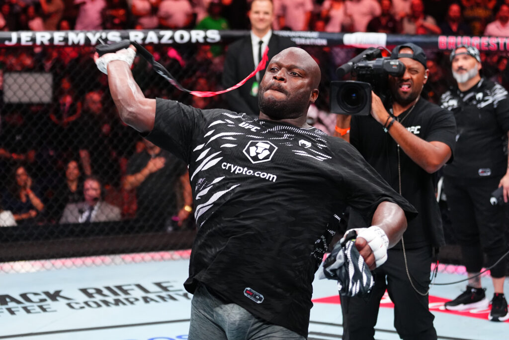 Derrick Lewis celebrates after knocking out Tallison Teixeira at UFC Nashville