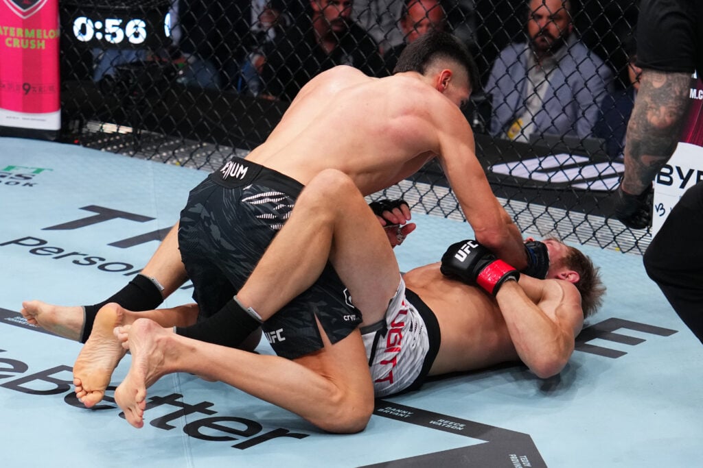 Islam Dulatov knocks out Adam Fugitt to win their UFC 318 fight