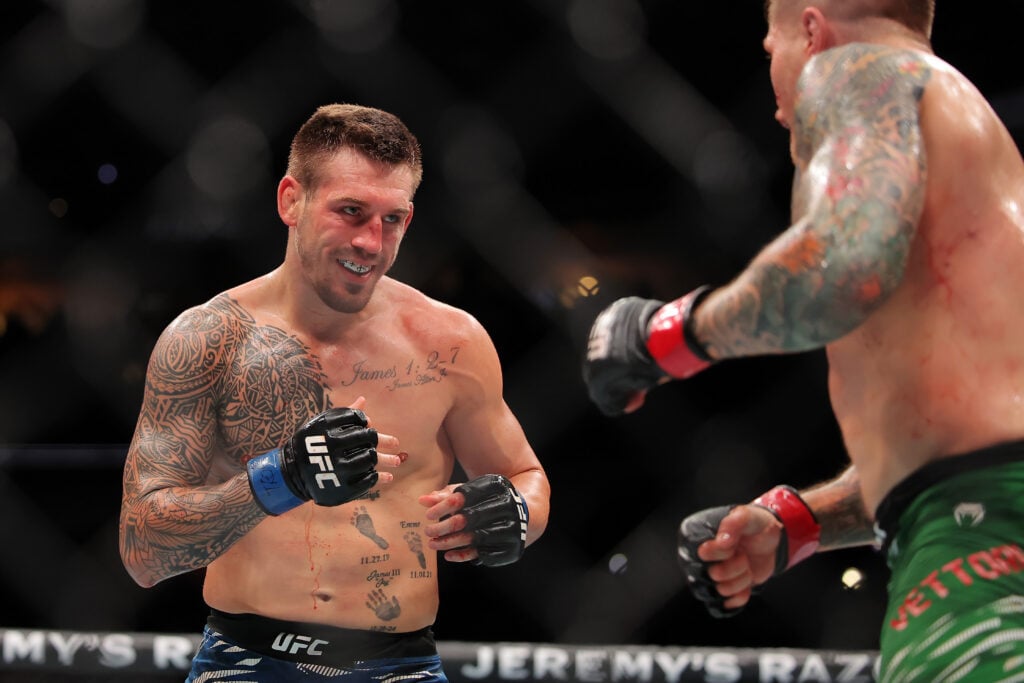 Brendan Allen smiling at Marvin Vettori at UFC 318