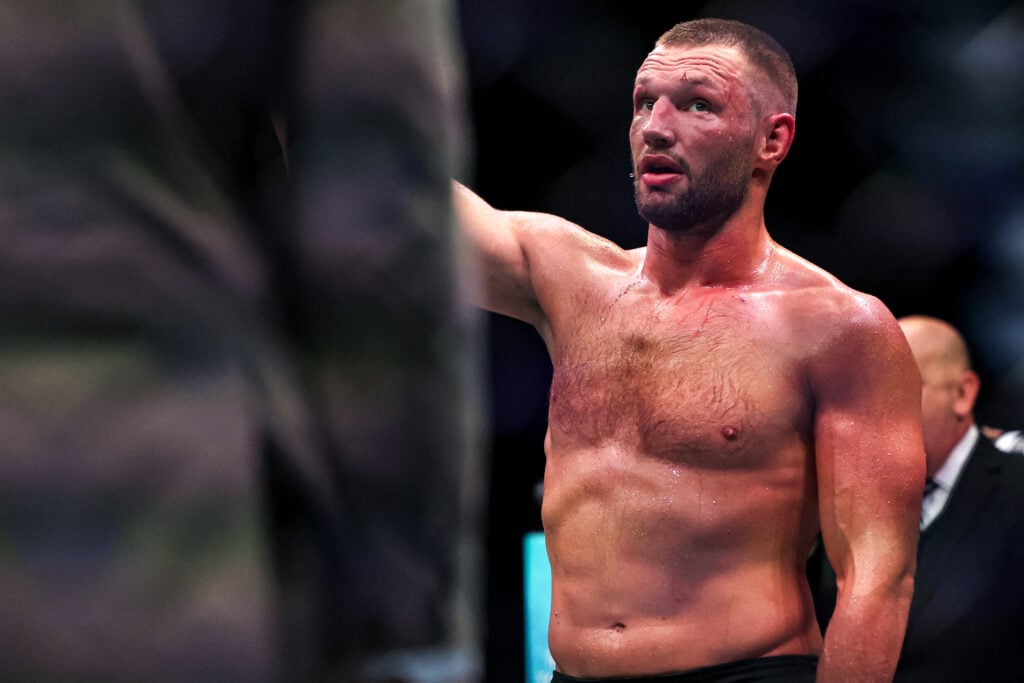 Reinier de Ridder gets his hand raised after a win over Robert Whittaker at UFC Abu Dhabi
