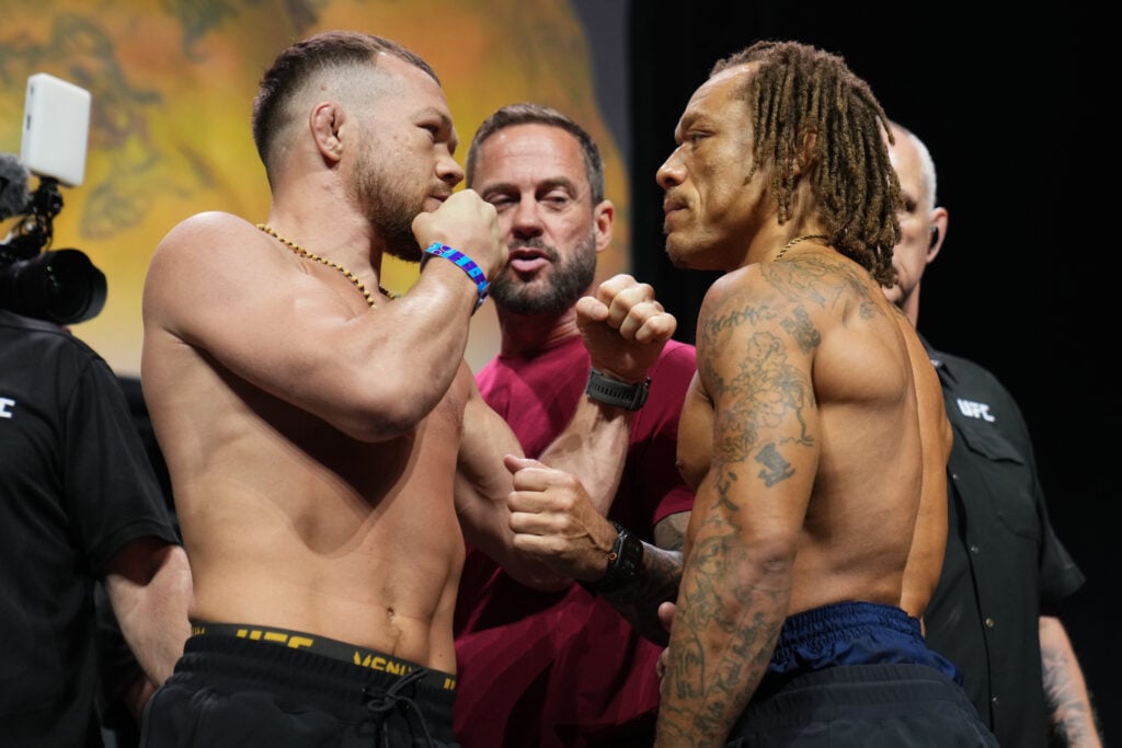 Petr Yan faces off with Marcus McGhee at UFC Abu Dhabi weigh-ins