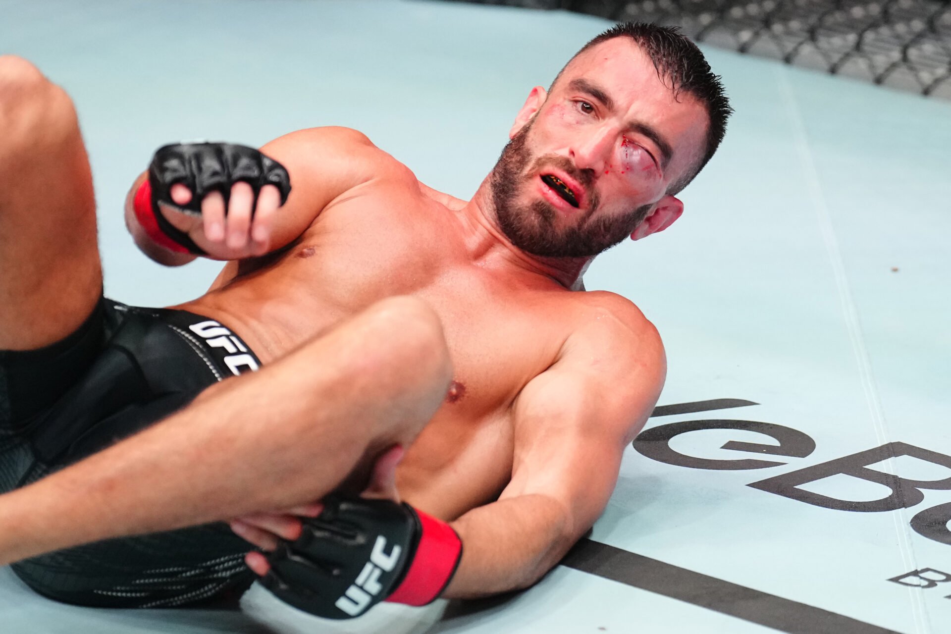 Mohammad Yahya on the canvas during his fight with Steven Nguyen at UFC Abu Dhabi