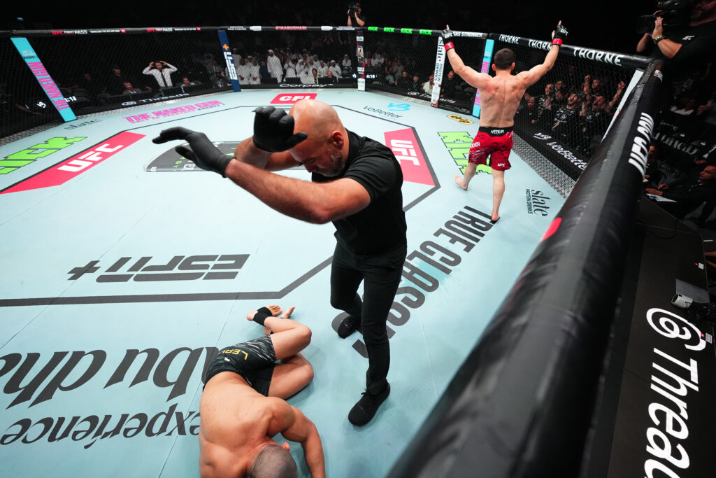 Muslim Salikhov walks off after knocking out Carlos Leal at UFC Abu Dhabi