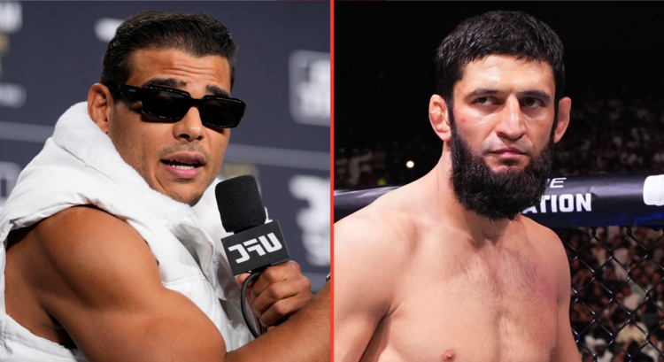 Paulo Costa speaks at the UFC 302 pre-fight press conference, opposite Khamzat Chimaev at UFC 308