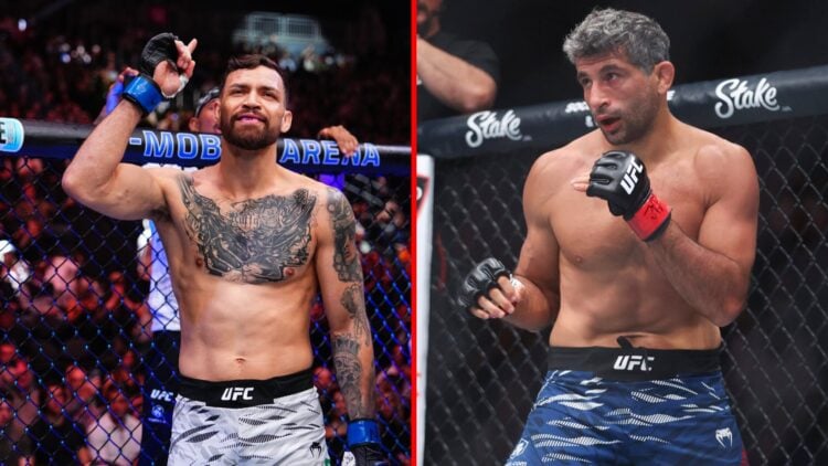 Split image of Mauricio Ruffy at UFC 313, Beneil Dariush at UFC 317