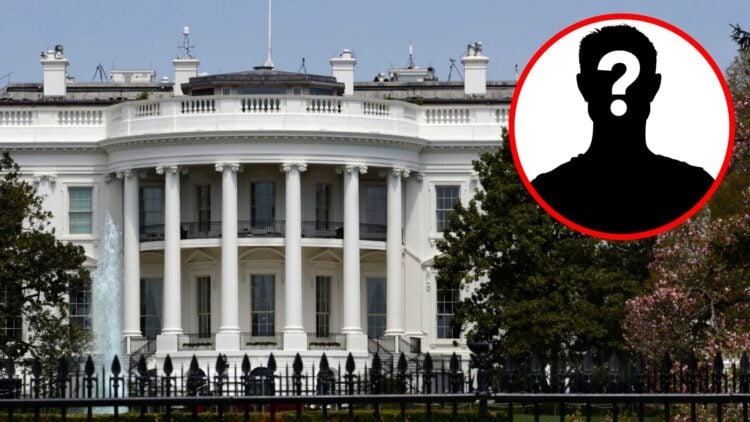 The White House in Washington, D.C. pictured in 2018, inset mystery icon