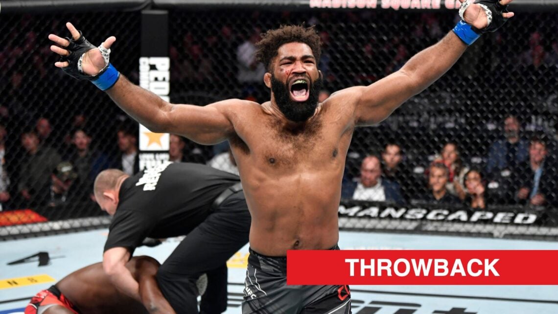 Chris Curtis celebrates after knocking out Phil Hawes in their fight at UFC 268.