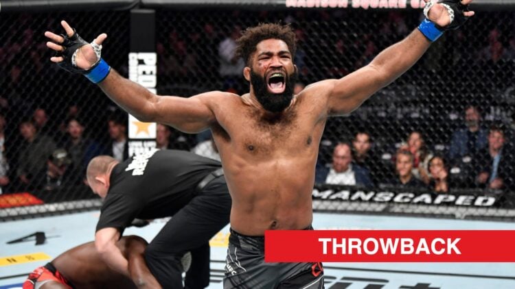 Chris Curtis celebrates after knocking out Phil Hawes in their fight at UFC 268.