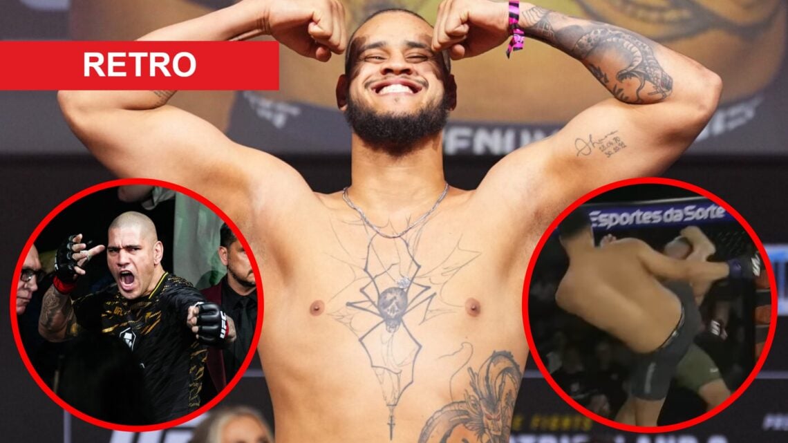 Tallison Teixeira poses on the scales ahead of UFC 312, inset Alex Pereira walks out at UFC 313, Teixeira knocks out Matheus Fonseca at LFA 183 wit...