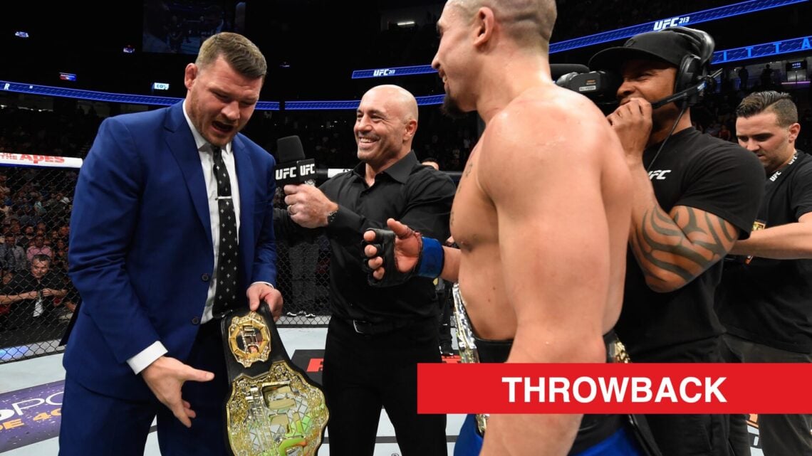 Michael Bisping and Robert Whittaker face off after UFC 213 main event between Whittaker and Yoel Romero