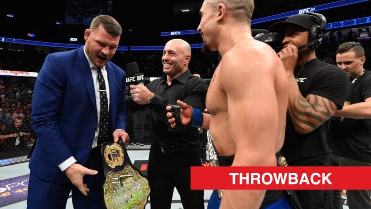 Michael Bisping and Robert Whittaker face off after UFC 213 main event between Whittaker and Yoel Romero