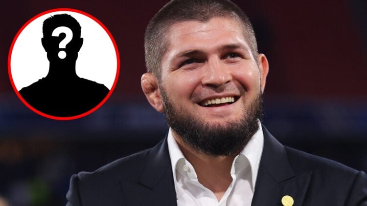 Khabib Nurmagomedov attends the UEFA Champions League Final 2025, inset mystery icon