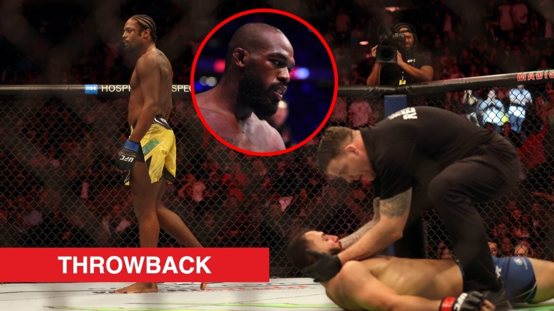 Main: Ryan Spann walks away after knocking out Dominick Reyes in their fight at UFC 281. Inset: Jon Jones enters the cage for his fight against Thi...