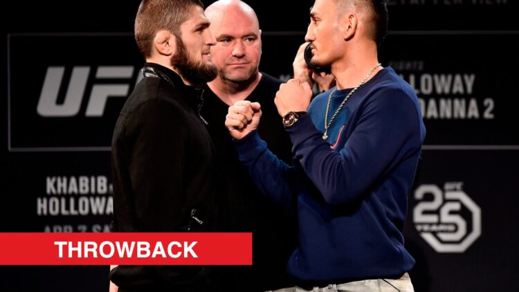Khabib Nurmagomedov and Max Holloway face off at the UFC 223 press conference
