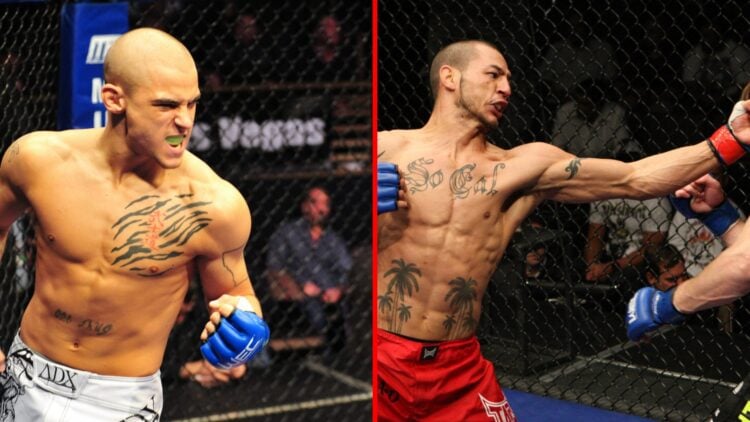 Split image of Cub Swanson and Dustin Poirier in the WEC