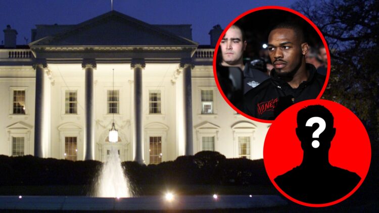 The White House in Washington pictured at night in 2001, inset Jon Jones makes the walk to face Lyoto Machida at UFC 140 with a mystery icon