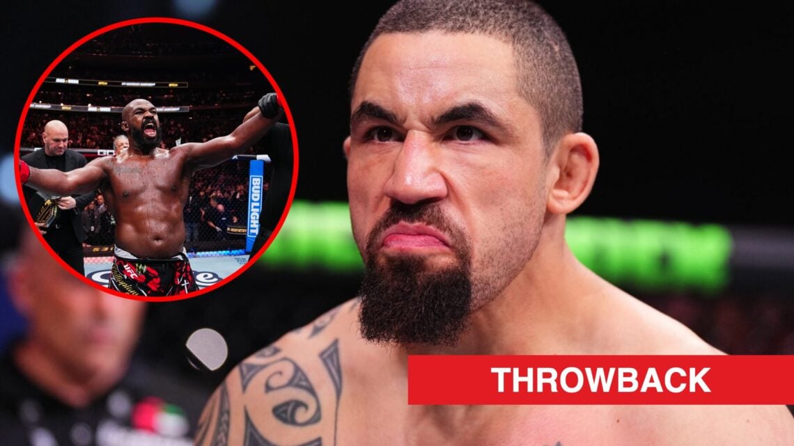 Main: Robert Whittaker moments before UFC 308 fight against Khamzat Chimaev. Inset: Jon Jones celebrates after beating Stipe Miocic in their heavyw...
