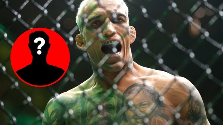 Charles Oliveira at UFC 317, with mystery inset