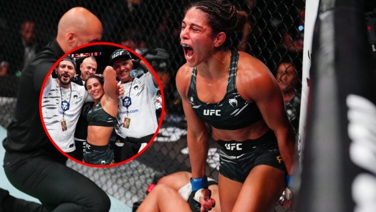 Tabatha Ricci celebrating TKO win over Amanda Ribas at UFC Abu Dhabi