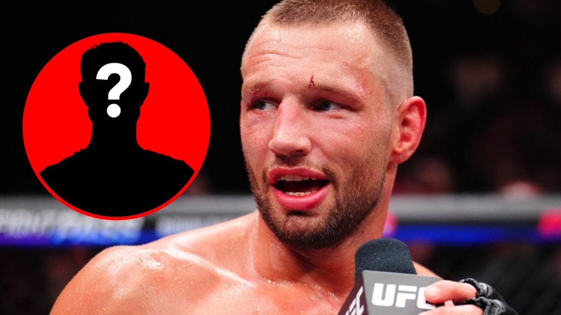 Main: Reinier de Ridder is interviewed inside the Octagon after beating Robert Whittaker in their fight at UFC Abu Dhabi. Inset: Mystery fighter