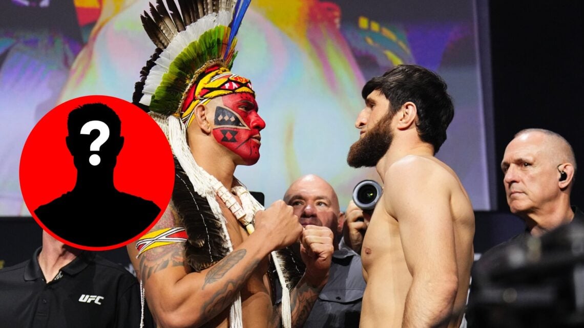 Alex Pereira faces off with Magomed Ankalaev at UFC 313 weigh-ins, with mystery inset