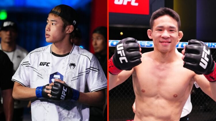 Tatsuro Taira walks out to the Octagon for his main event fight with Brandon Royval and Hyun Sung Park after his submission win over Carlos Hernand...