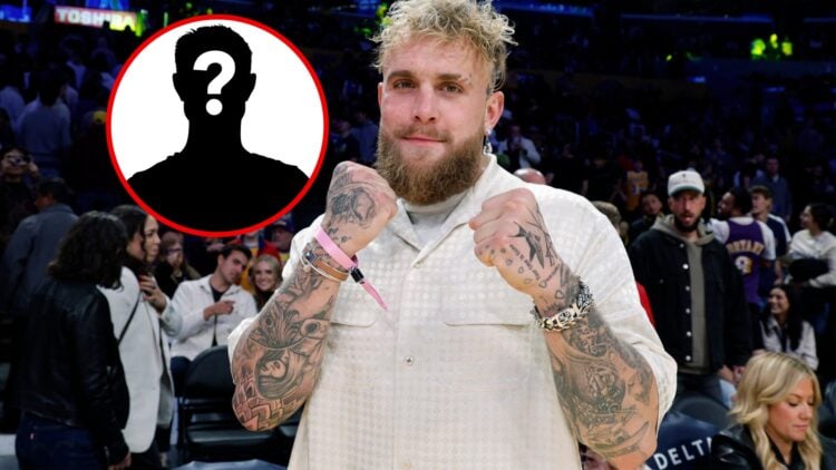 Jake Paul at an LA Lakers game posing with his fist up