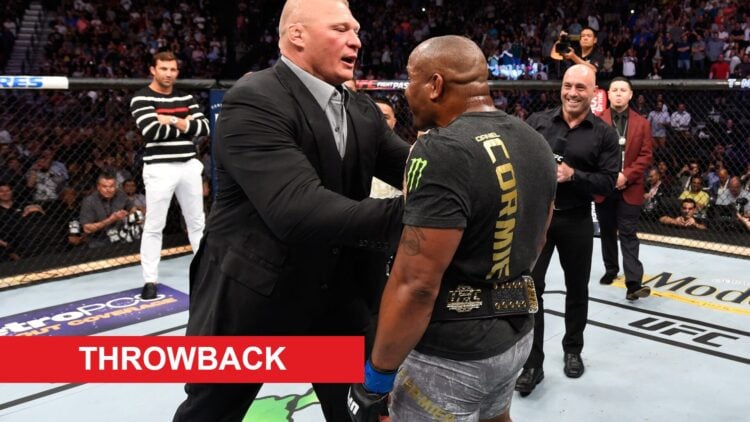 Brock Lesnar pushed Daniel Cormier after being called out following DC's Heavyweight title win at UFC 226.
