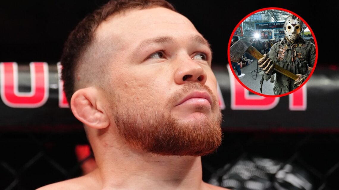 Main: Petr Yan inside the cage ahead of his fight against Marcus McGhee at UFC Abu Dhabi. Inset: A cosplayer poses as Jason Vorhees during New York...