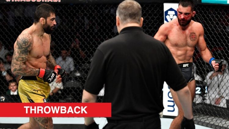 Elizeu Zaleski dos Santos and Benoit Saint-Denis during their fight at UFC 267