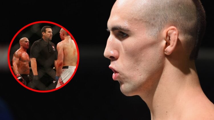 Rory MacDonald prepares to face Robbie Lawler at UFC 189, inset MacDonald faces off with Lawler during their welterweight title fight